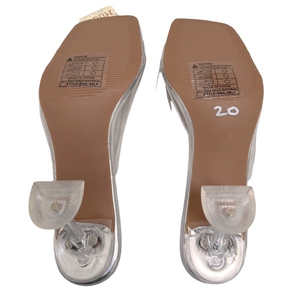 MUDD • Women’s Clear Metallic Silver Square Toe Heels - Picture 9 of 12